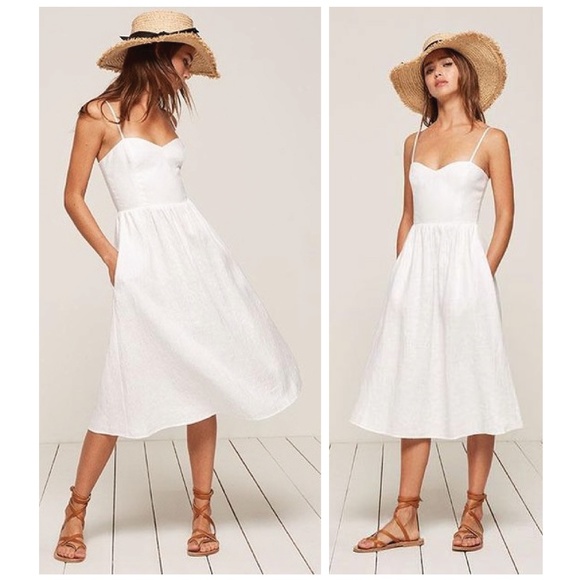 white linen midi